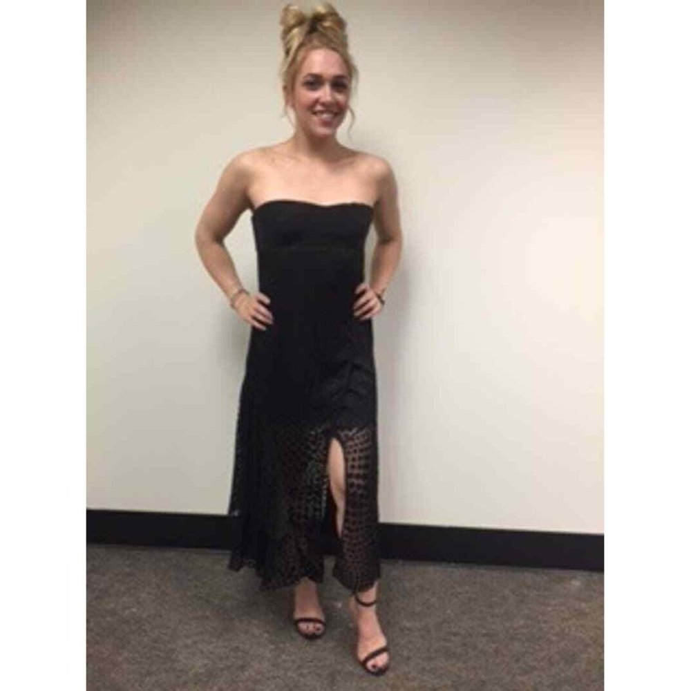 NWT $1500 CEDRIC CHARLIER SEEING DOTS BLACK CHIFFON STRAPLESS DRESS SIZE 10 - Picture 5 of 9